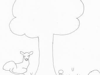 Coloriage: le daim sous son arbre