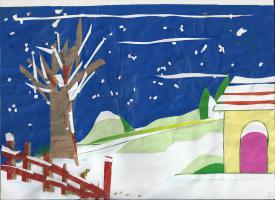 La cour sous la neige