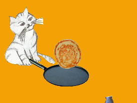 Mascotte fait les crêpes