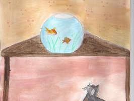 Mascotte surveille les poissons